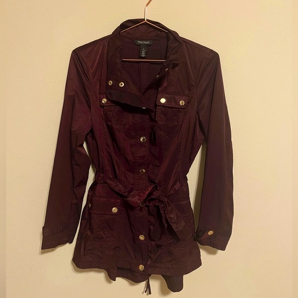 White House Black Market maroon wind breaker jacket size 8 - Picture 3 of 9